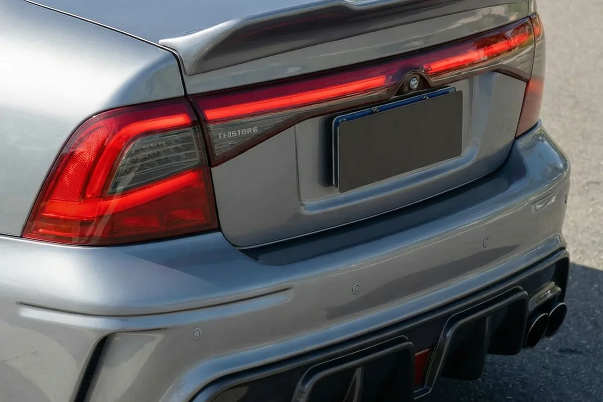 Detalhe da lanterna traseira direita do Vectra restomod, LED, com design moderno e emblema 