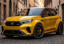 Fiat Palio 1.8R Concept: A Dívida que o Emblema Nunca Pagou — Até Agora Fiat Palio 1.8R Concept amarelo em rua de paralelepípedos, com spoiler, rodas pretas e kit aerodinâmico esportivo