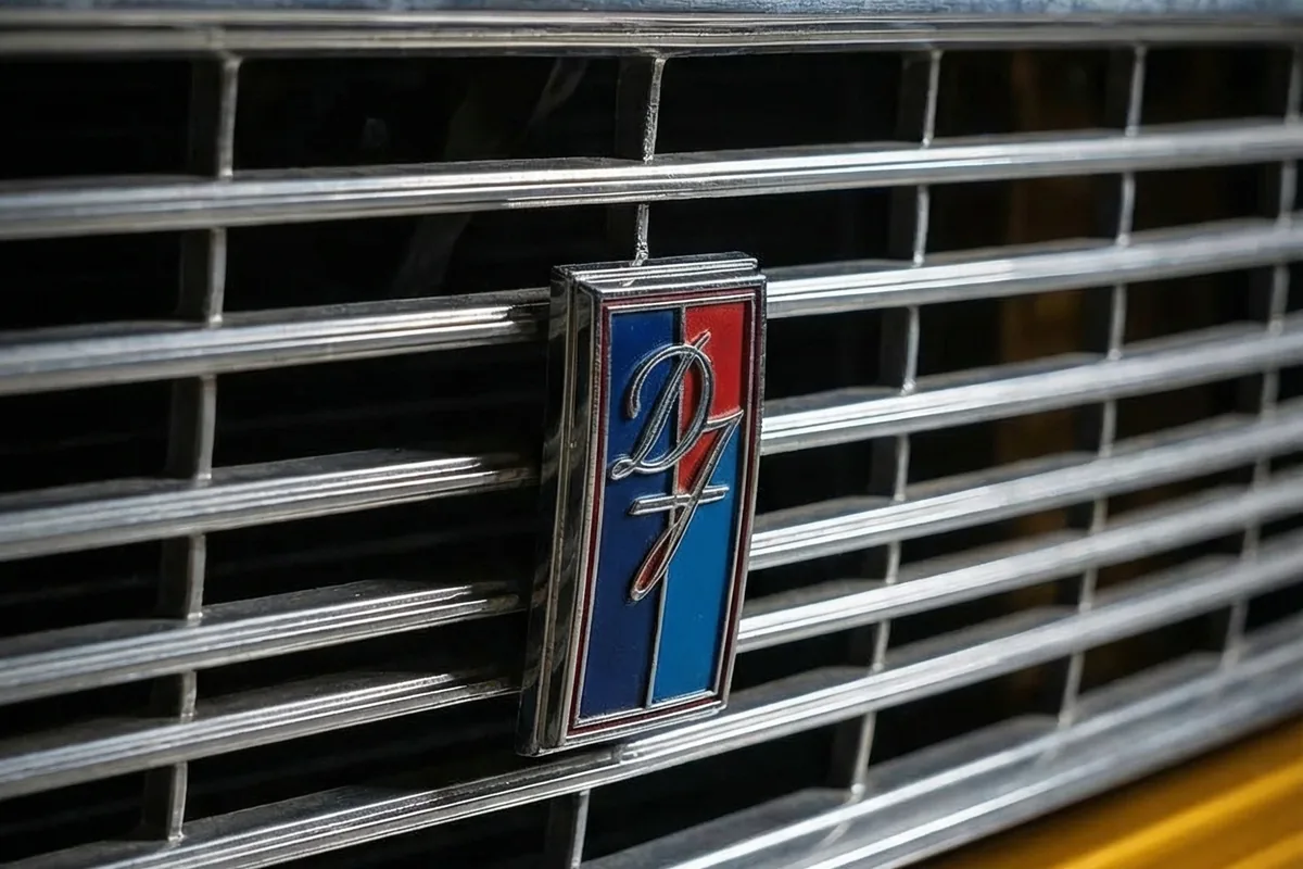 Grade cromada de lâminas horizontais da Belina conceito, com o emblema oval da Ford ao centro.